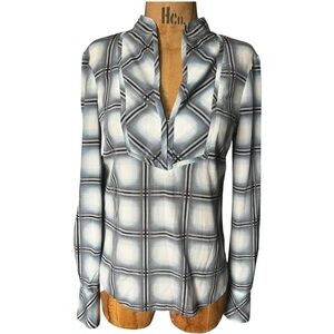 BCBGMaxAzria Plaid Blouse in Blue and White NWOT XS